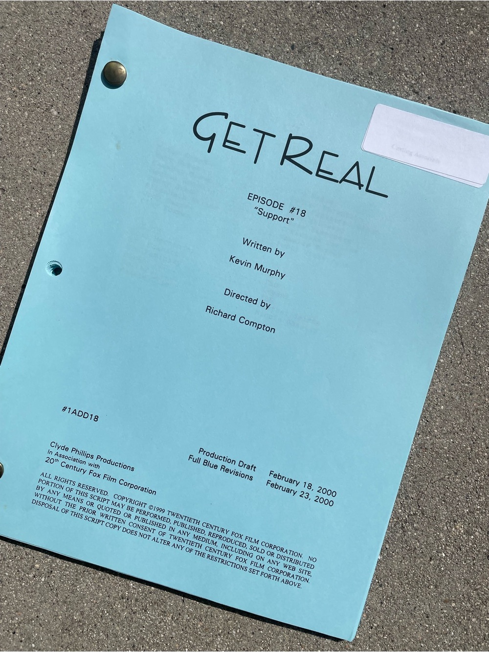 Get Real 90s TV Series Anne Hathaway Jesse Eisenberg Production Used Script 18